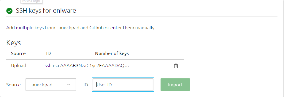 SSH key import